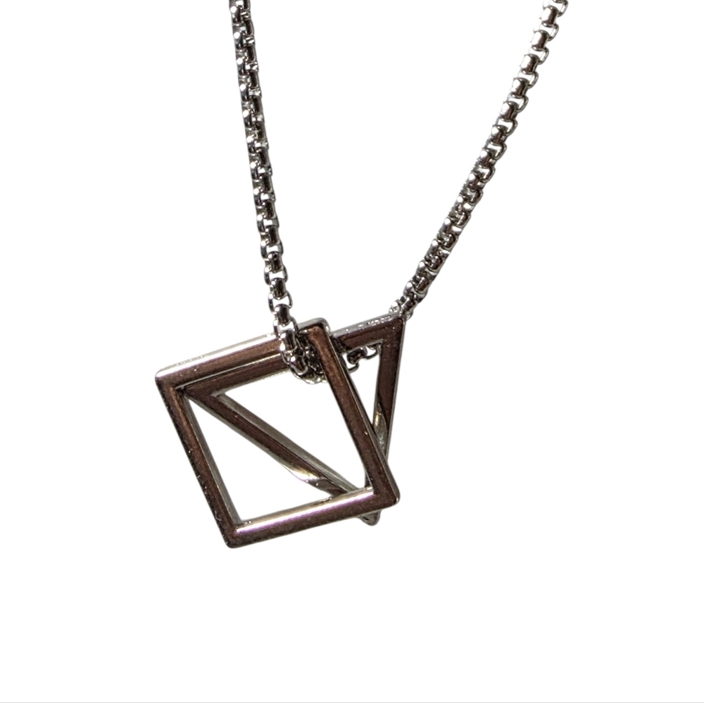 New Stainless Steel Geometric Pendant Necklace Triangle/square - Picture 3 of 5